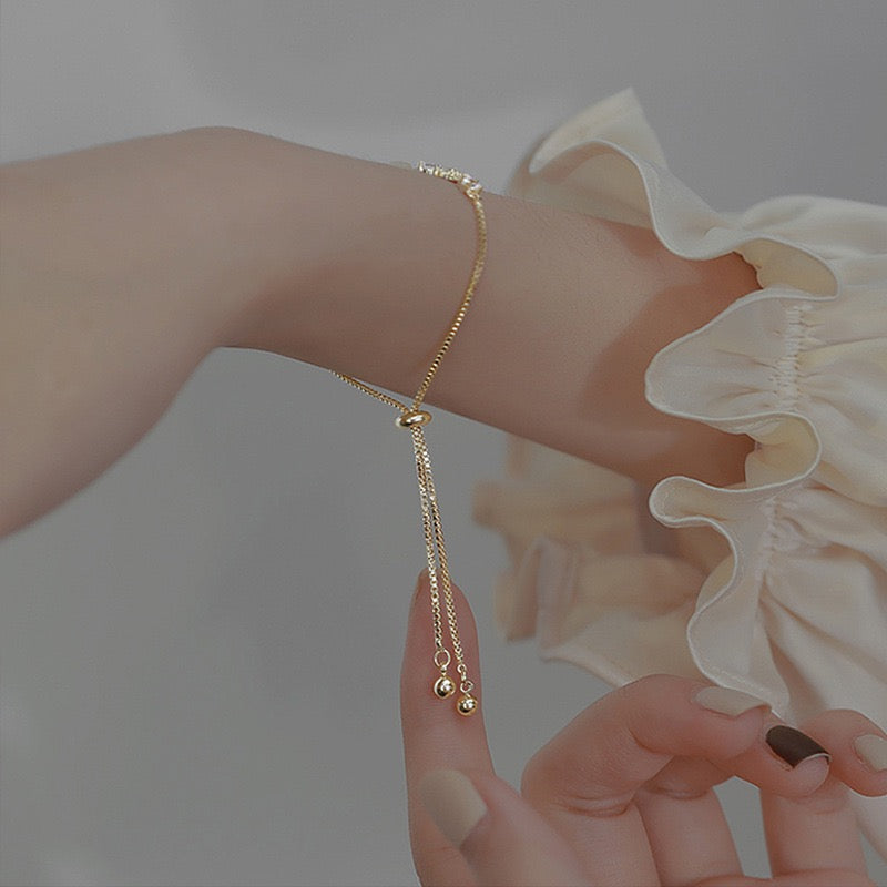 Plated Silver Women Bracelet with Clover & Zirconia