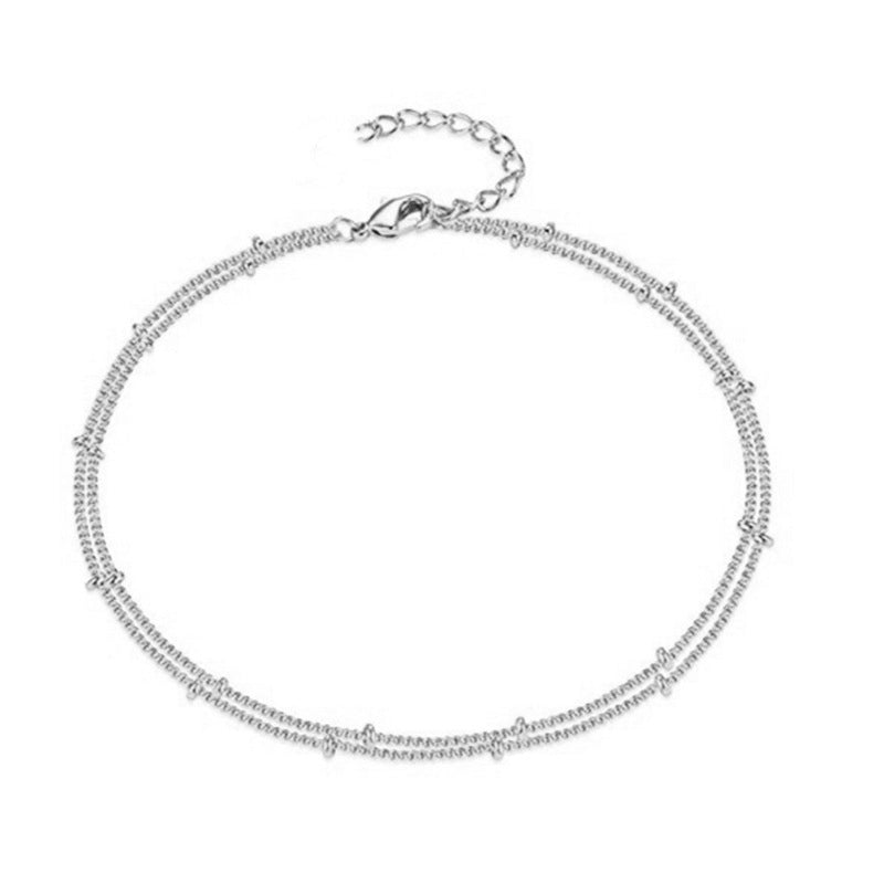 Bohemian Beach Anklet - Double Layer Gold Foot Chain, Ideal Valentine's Day Gift for Women