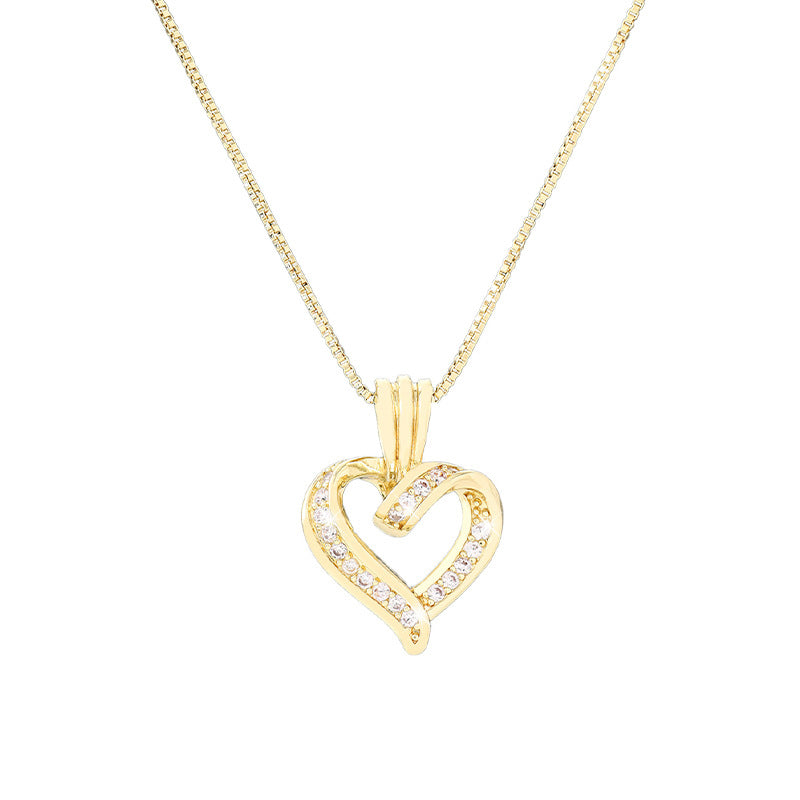 Gold Heart Pendant Necklace | Crystal Love Heart Necklace for Women | Elegant Chain Gift