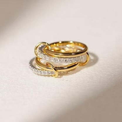 18K Gold Plated Multi-Layer Circle Ring with Zirconia Stones for Women and Men