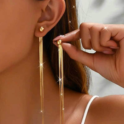 Long Gold Tassel Earrings for Daily Wear and Special Occasions