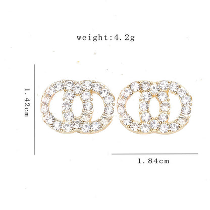 Crystal Interlocking Circle Stud Earrings Gold Plated CZ Studs
