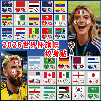 2026 World Cup Flag Face Tattoo Stickers for FIFA Fans