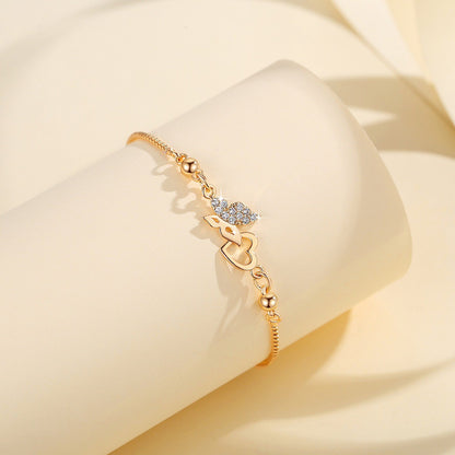 Gold Women Bracelet Sparkling Rhinestone Butterfly