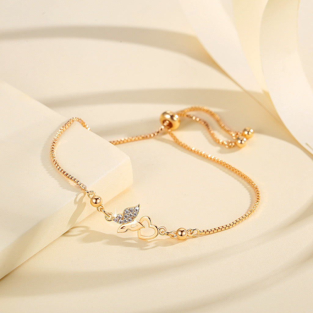 Gold Women Bracelet Sparkling Rhinestone Butterfly
