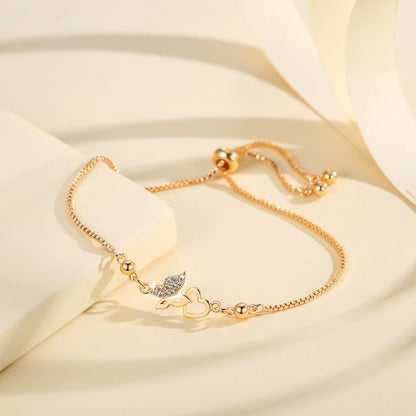 Gold Women Bracelet Sparkling Rhinestone Butterfly
