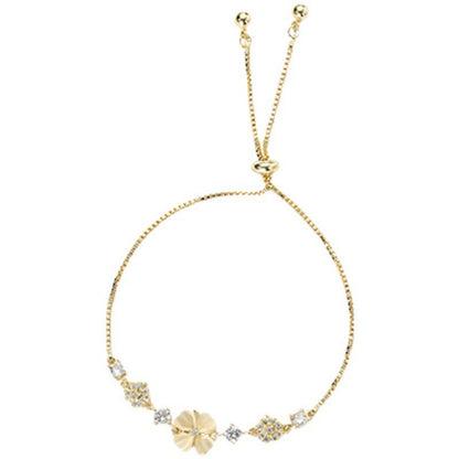 Plated Silver Women Bracelet with Clover & Zirconia