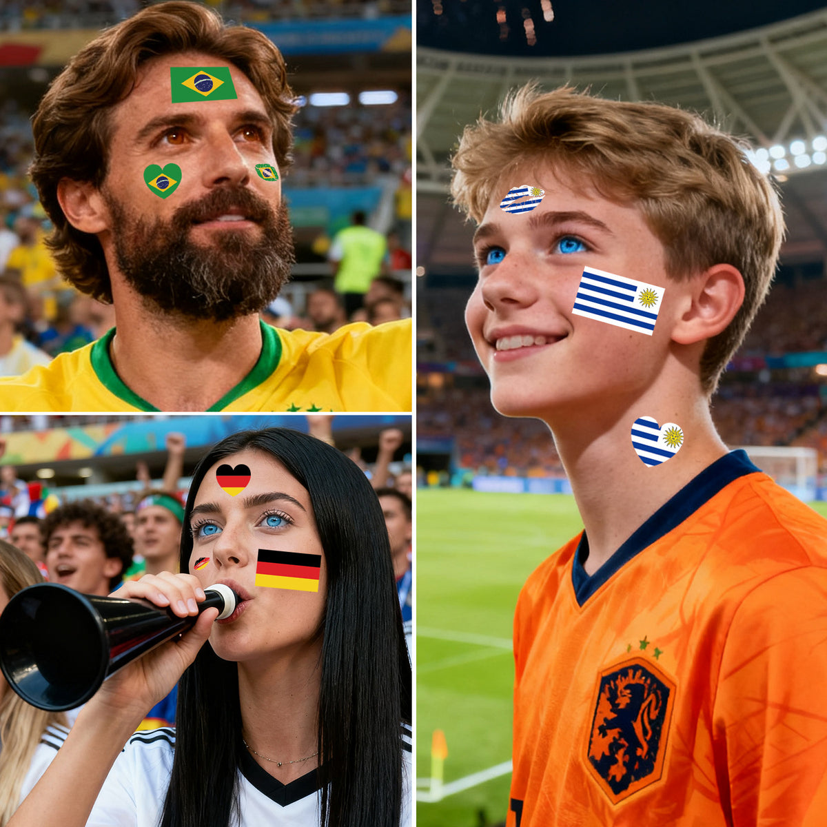 2026 World Cup Flag Face Tattoo Stickers for FIFA Fans