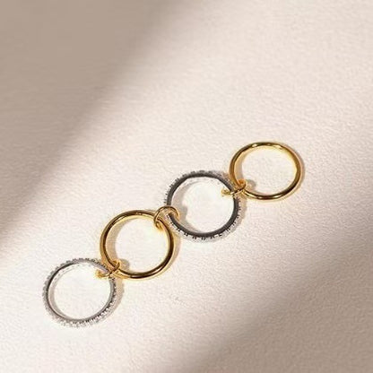 18K Gold Plated Multi-Layer Circle Ring with Zirconia Stones for Women and Men