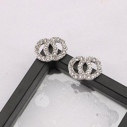 Crystal Interlocking Circle Stud Earrings Gold Plated CZ Studs