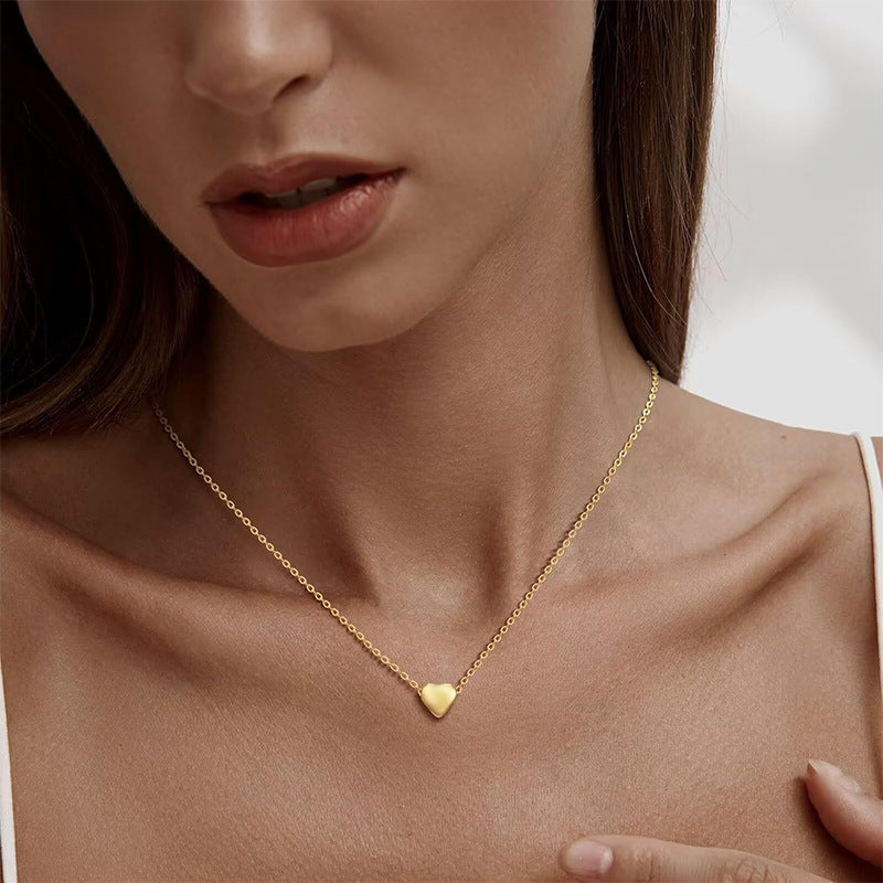Double Layered Gold Necklace for Women with Heart & Bow