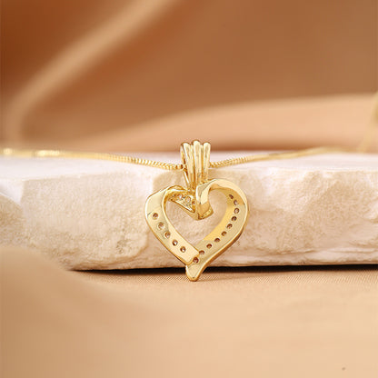Gold Heart Pendant Necklace | Crystal Love Heart Necklace for Women | Elegant Chain Gift