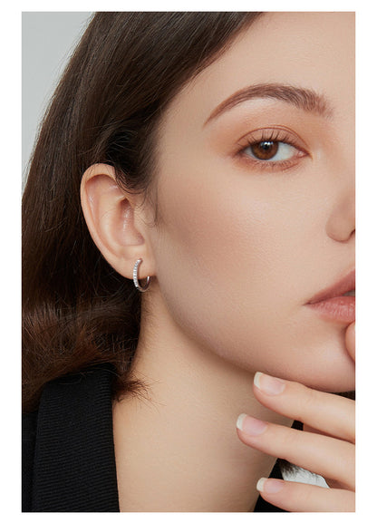 Sterling Silver Zirconia Hoop Earrings
