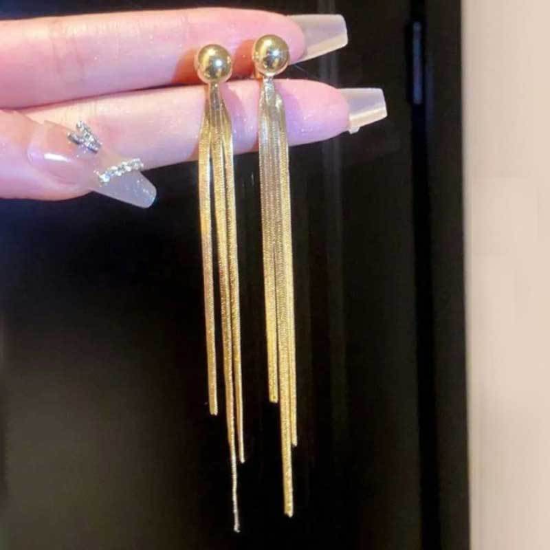 Long Gold Tassel Earrings for Daily Wear and Special Occasions