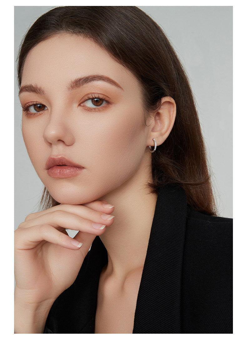 Sterling Silver Zirconia Hoop Earrings