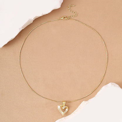 Gold Heart Pendant Necklace | Crystal Love Heart Necklace for Women | Elegant Chain Gift