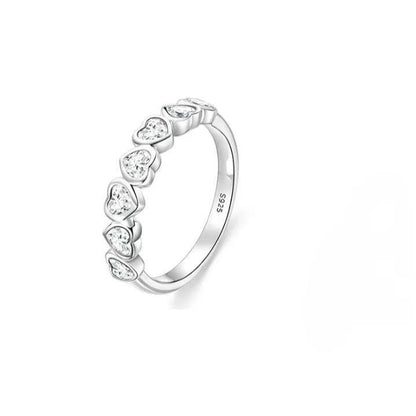 925 Sterling Silver Heart Ring-Stackable CZ Crystal Band for Women