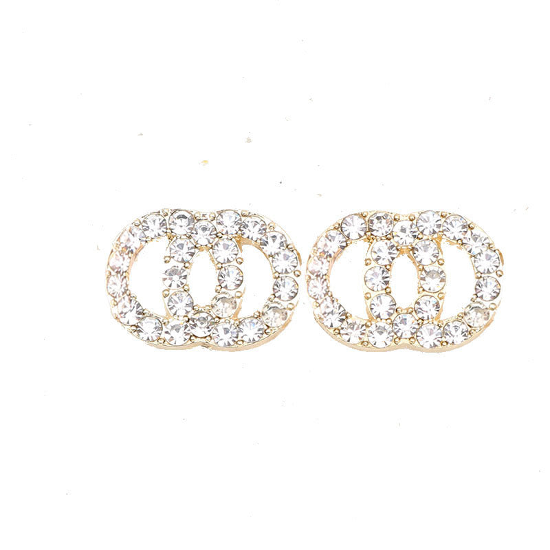 Crystal Interlocking Circle Stud Earrings Gold Plated CZ Studs