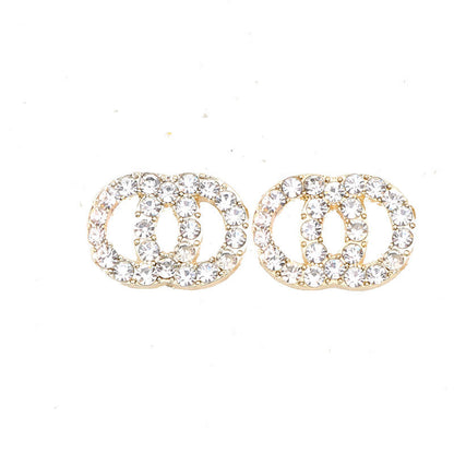 Crystal Interlocking Circle Stud Earrings Gold Plated CZ Studs