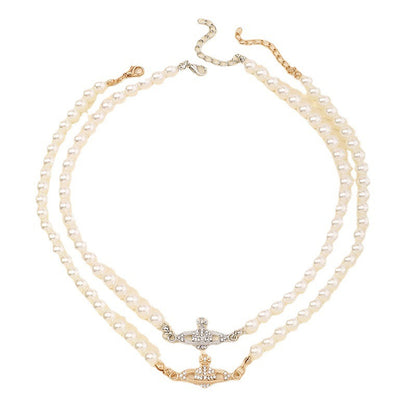 Pearl Choker Necklace with Crown-Shaped Pendant