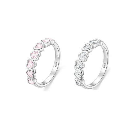925 Sterling Silver Heart Ring-Stackable CZ Crystal Band for Women