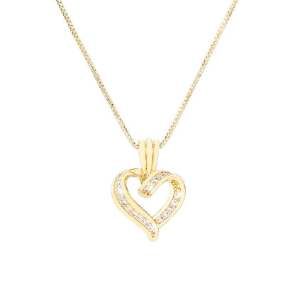 Gold Heart Pendant Necklace | Crystal Love Heart Necklace for Women | Elegant Chain Gift