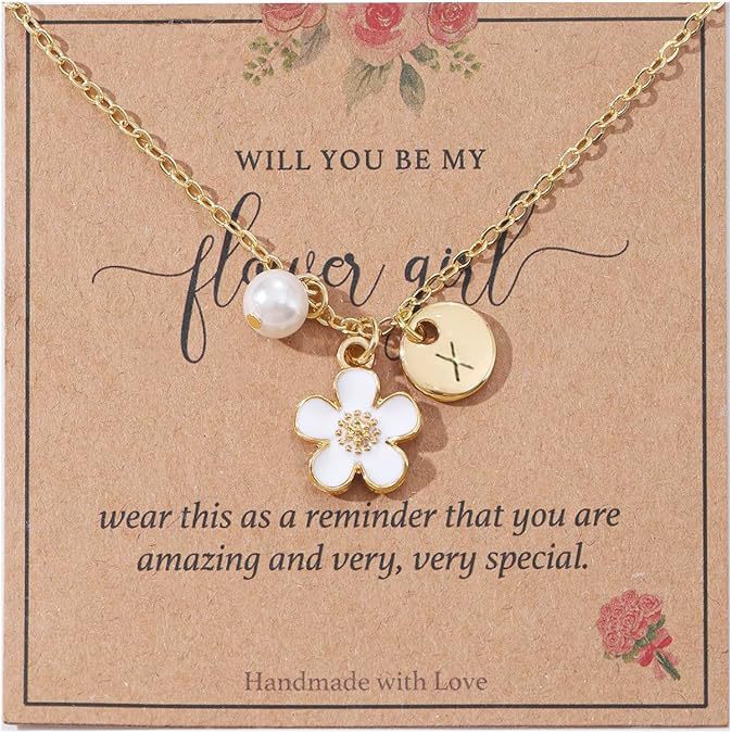 14K Gold A-Z Initial Necklace for Women/Girls – Flower Girl Proposal & Bridal Shower Gift