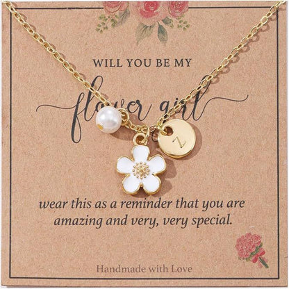 14K Gold A-Z Initial Necklace for Women/Girls – Flower Girl Proposal & Bridal Shower Gift