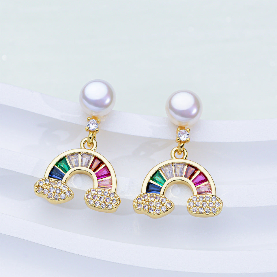 Rainbow Pearl Earrings for Women | Colorful Gemstone Jewelry