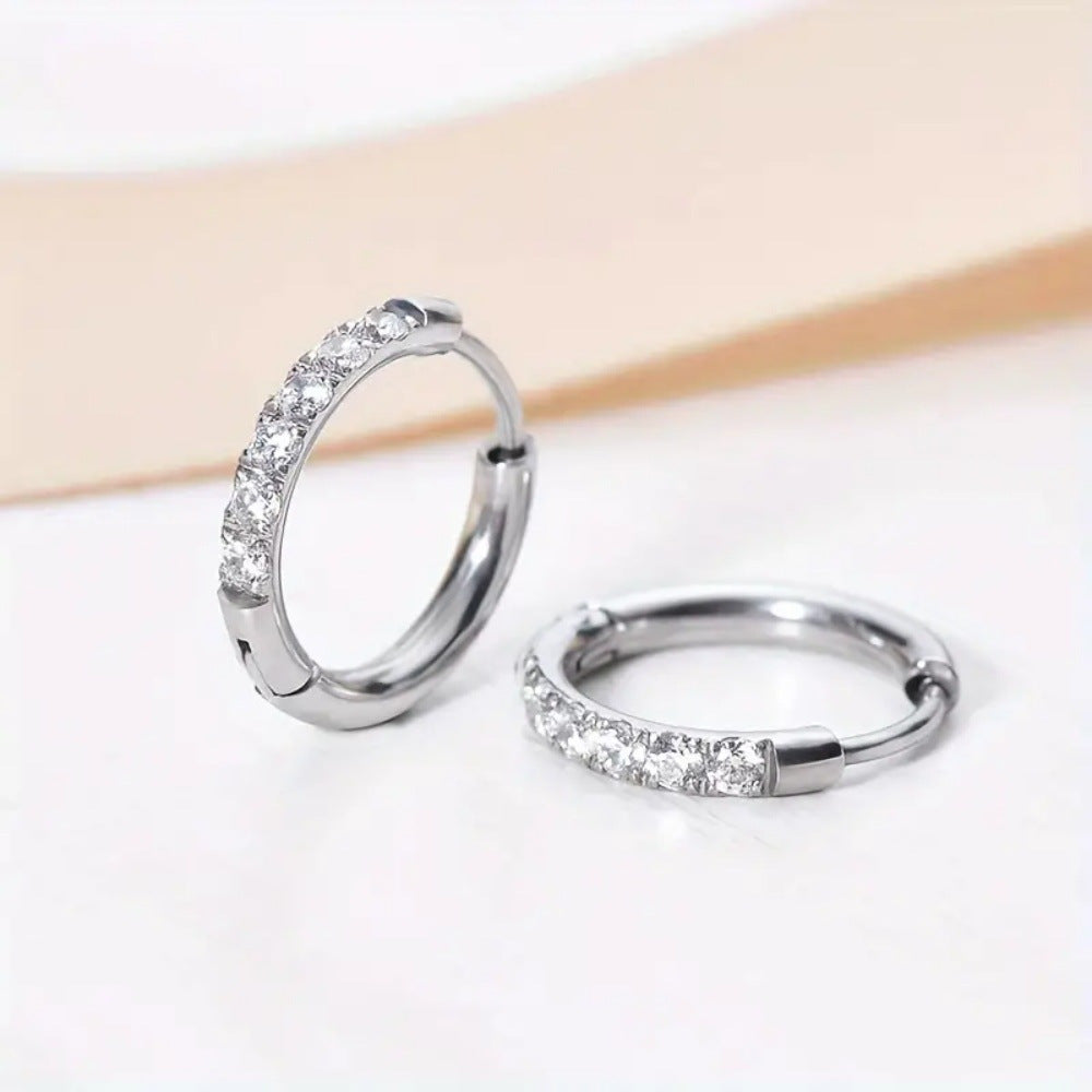 Sterling Silver Zirconia Hoop Earrings