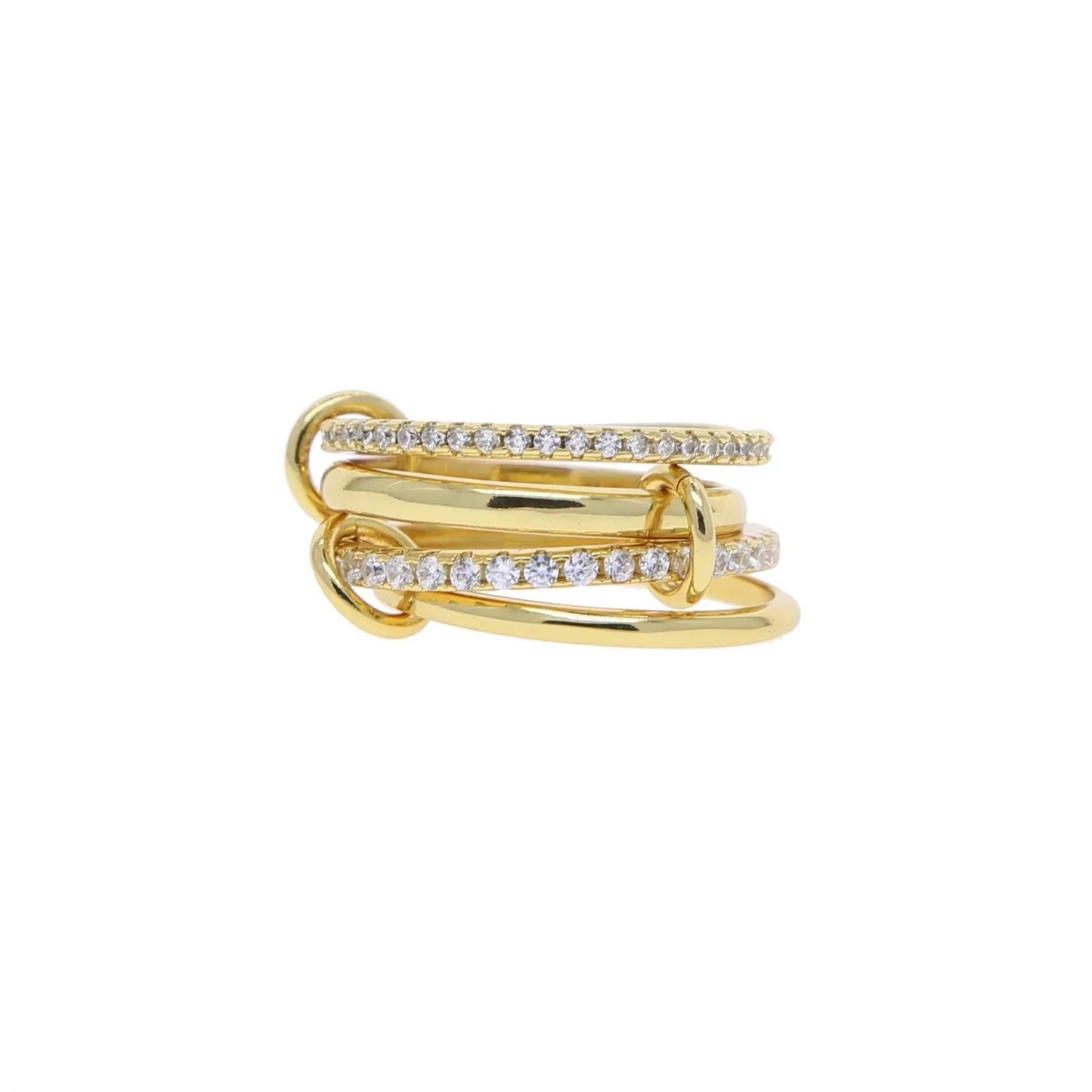 18K Gold Plated Multi-Layer Circle Ring with Zirconia Stones for Women and Men